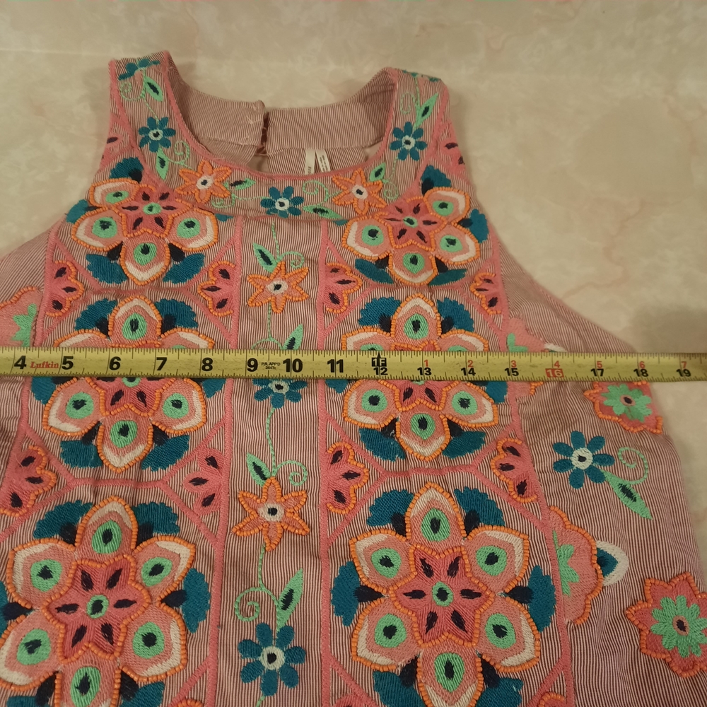 Anthropologie Floral Asymmetrical Dress - Orange and Green - Picture 15 of 16